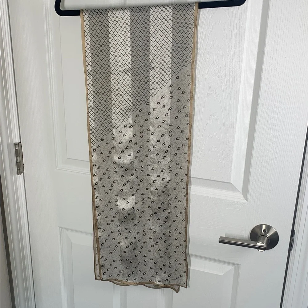 Perry Ellis silk scarf silver, tan mixed print